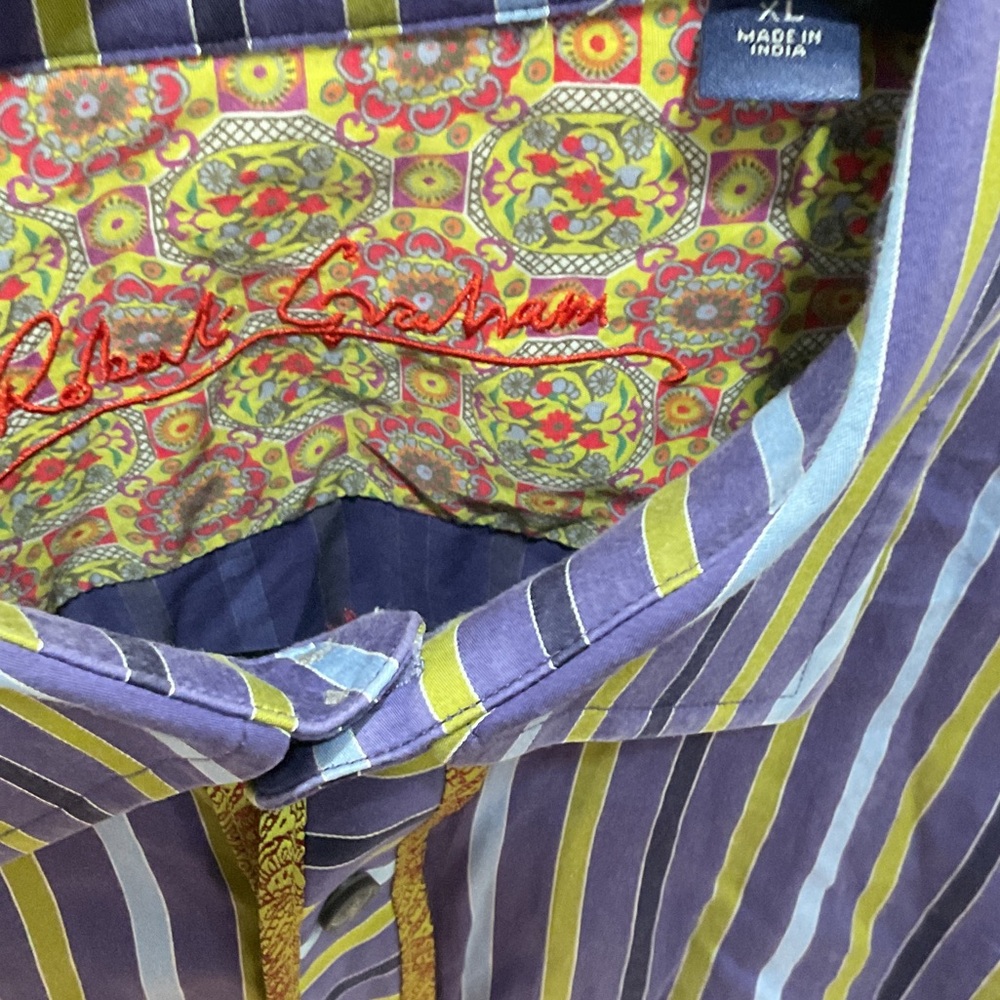 Robert Graham Multicolor Striped Shirt with Patterned Collar